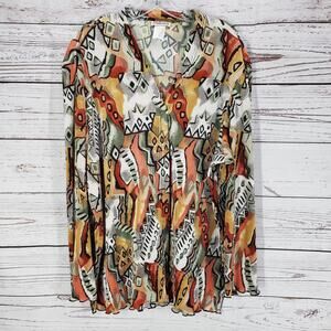 Matana Women's Multicolor V-Neck Long Sleeve Top Shirt Size XL